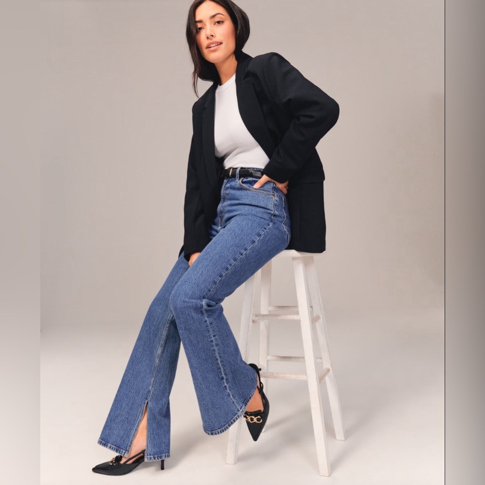 Abercrombie Curve Love High Rise Vintage Flare Jean with Vent Hem
